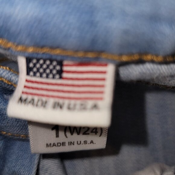 Vibrant MIU Acid Wash Distressed Ripped Skinny Stretch Raw Hem Jeans Size 1 W24 - Picture 6 of 6